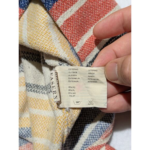 Think Pink Patchwork Flannel Shirt L Plaid Stripe Outdoor Vintage - Picture 12 of 14